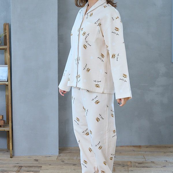 ヌネット＆ロゴランダムプリント裏毛起毛 セットアップ