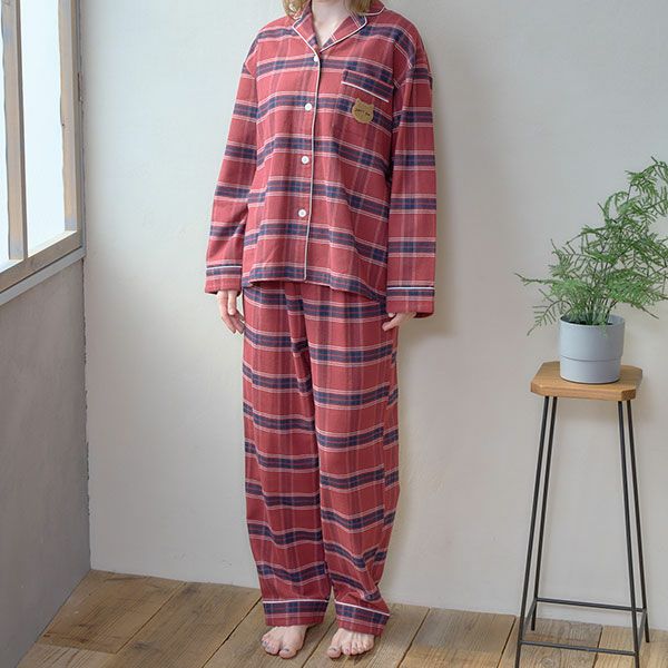 ネルチェック ロゴワッペン付き パジャマ