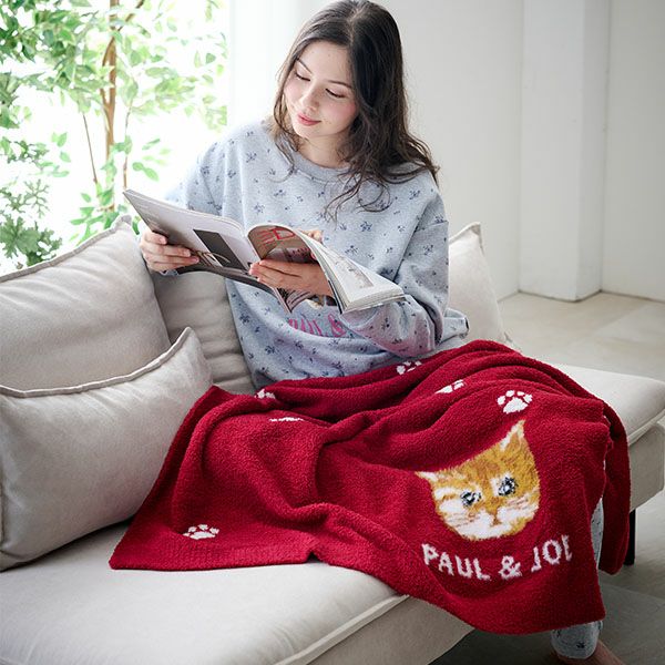 ラッピング済】ランダム猫足跡ジャガード ブランケット