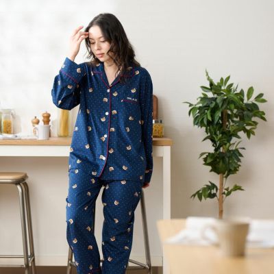 きな&ミニ　60接結　前あきパジャマ　新品未使用 楽天市場】パジャマ レディース 長袖 秋 かわいい 前開き 綿100％ 接結