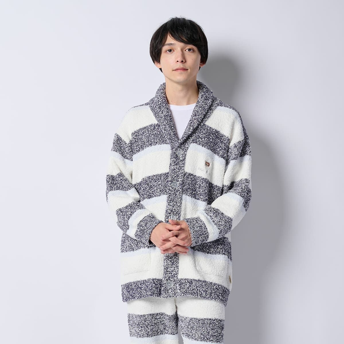 メンズ】メランジボーダーニット ショールカーディガン | 【公式