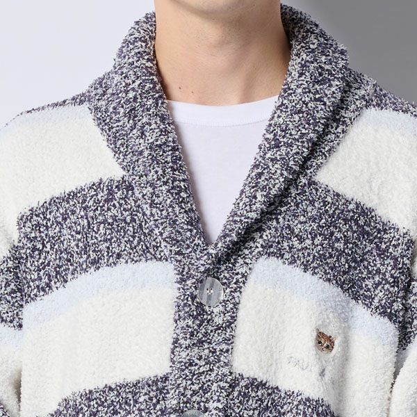 ラッピング済】【メンズ】メランジボーダーニット ショール