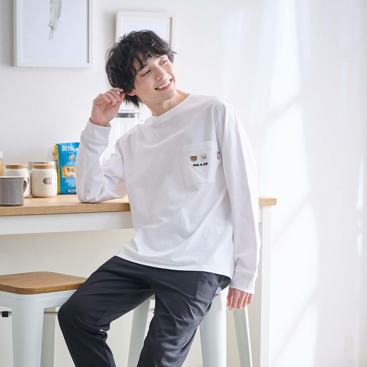 ネルチェック ロゴワッペン付き パジャマ